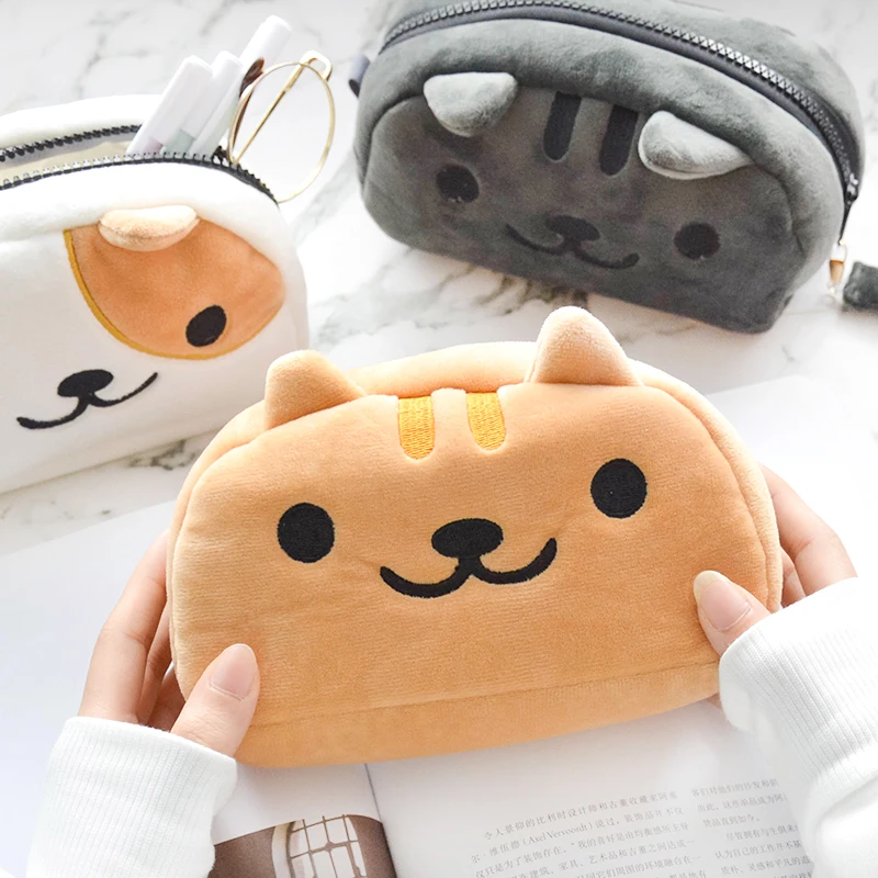 Candice guo! cute plush toy lovely cartoon cat kitten soft pencil bag cosmetic storage pocket birthday Christmas gift 1pc | Игрушки и