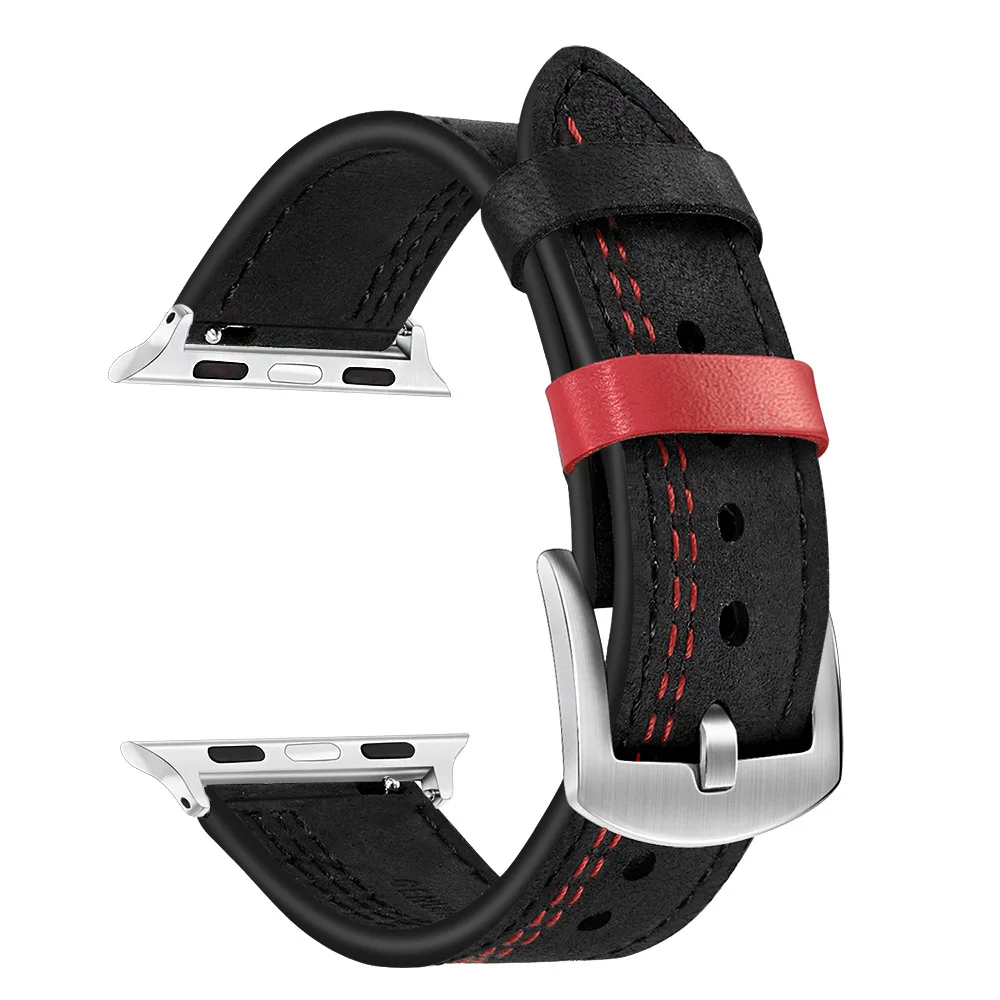 Уникальный ремешок из натуральной коровьей кожи для iWatch Apple Watch Series 5 4 3 2 1 38 мм 40 мм 42 мм 44 мм 316L сталь застежка ремешок