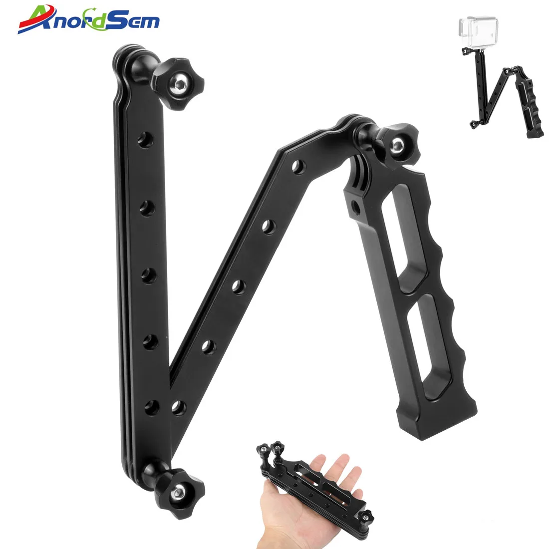 Anordsem CNC алюминиевая удлинительная штанга для шлема ручная 3 полосная Складная