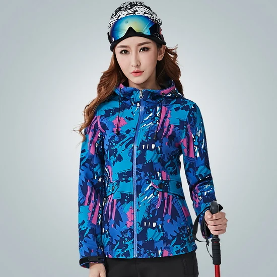 women blue LoClimb Осенняя зимняя походная куртка Женская флисовая куртка Женская ветровка уличная походная водонепроницаемая куртка AW209 - Цвет: women blue