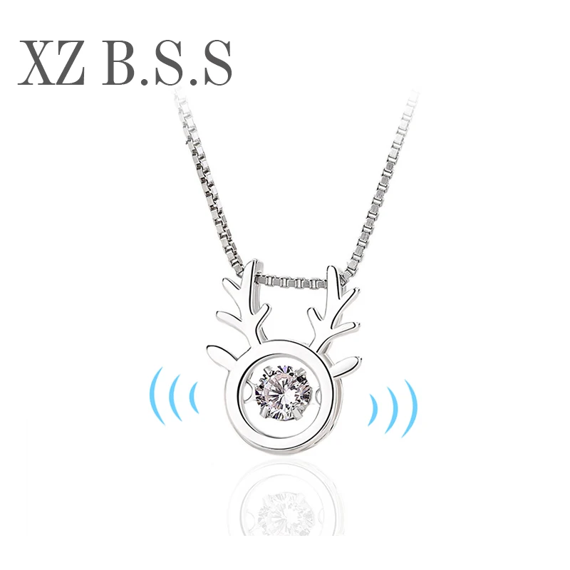 Antlers Pendant Necklace Movable Stone Chain 925 Sterling Silver Jewelry S925 dropshipping jewel DA949 | Украшения и аксессуары