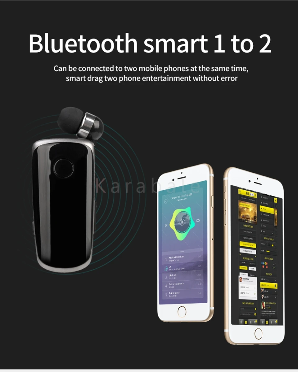 Karabale K39 Беспроводная bluetooth-гарнитура CSR чип в ухо Вибрационный оповещение износ клип наушник Hands-Free