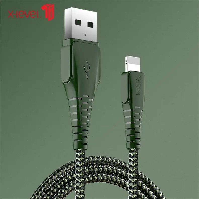 XLevel USB кабель для iPhone X Xs Max XR 2.4A Быстрая зарядка USB зарядное устройство кабель для передачи данных для iPhone 8 7 6 6splus USB зарядное устройство Шнур - Цвет: Green
