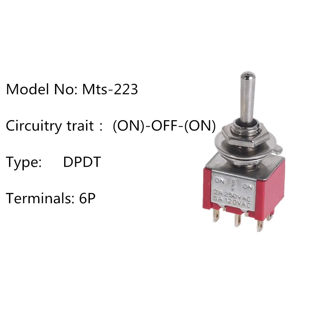 1 шт. миниатюрный тумблер красный Mts-102 MTS-101 MTS-202 MTS-303 MTS-402 250V 2A 125V 5A - Цвет: MTS-223