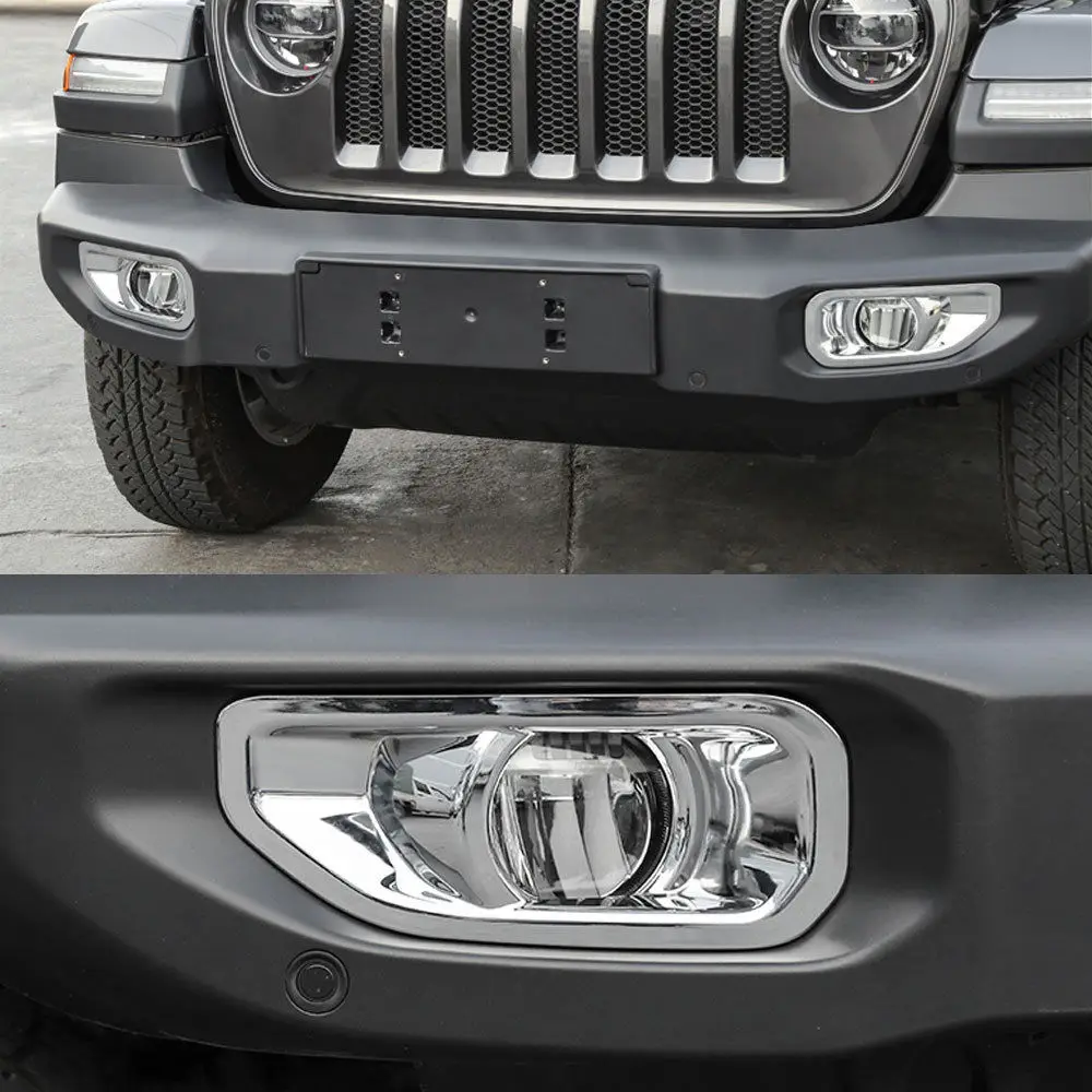 Принадлежности для барбекю@ FUKA, 2 шт., автомобильные аксессуары для Jeep Wrangler JL, хромированный АБС-пластик, автомобильный передний противотуманный светильник, крышка лампы, Внешняя защита