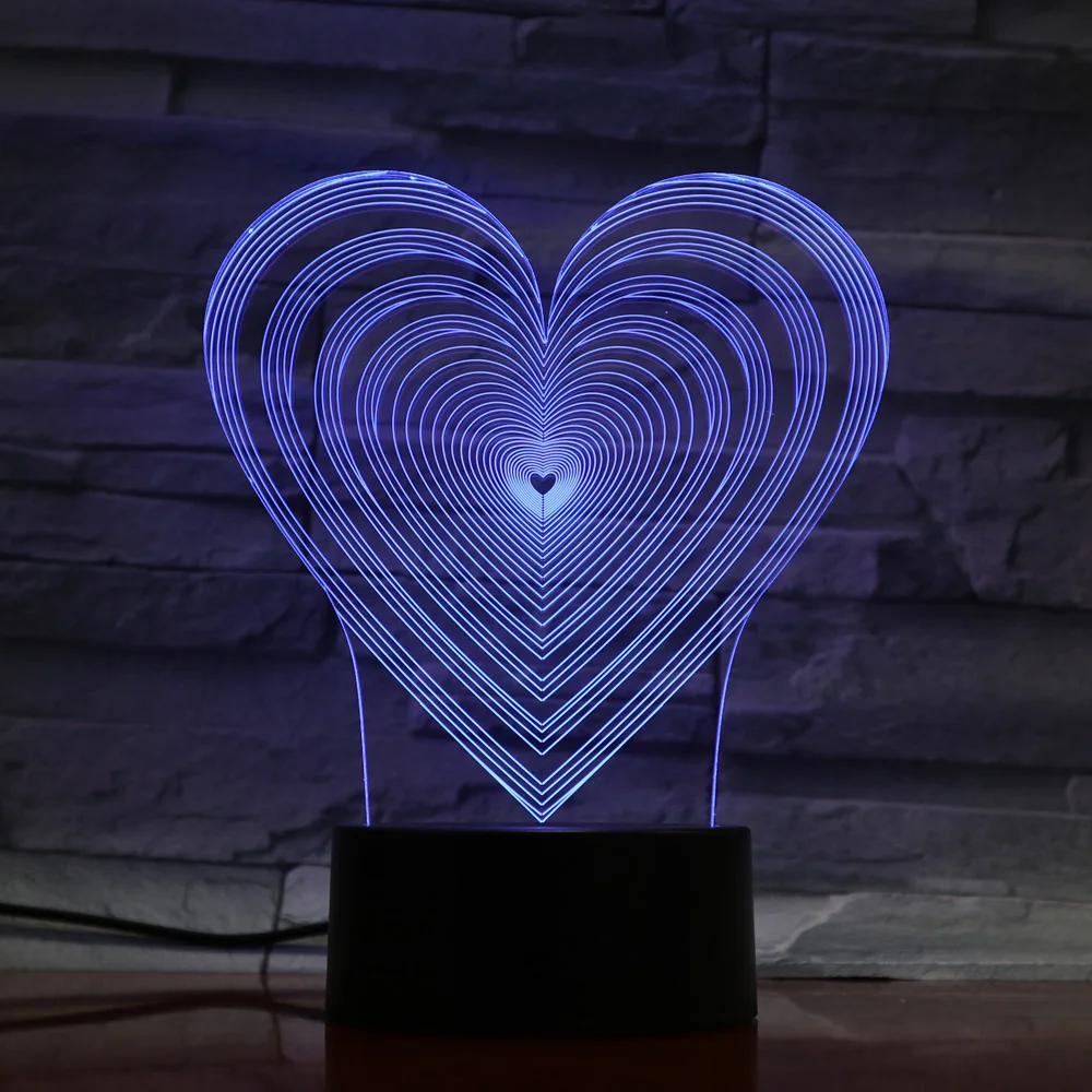 3D световая лампа для любви детские украшения светодиодные rgb ночные светильники