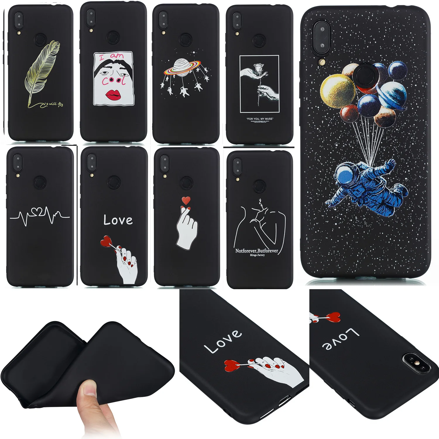 Painted Cases For Samsung Galaxy A70 A50 A40 A30 A5 A6 A7 A8 Plus 2018 2017 J4 J6 Prime Cover Slicone Black Matte A520 A750 |