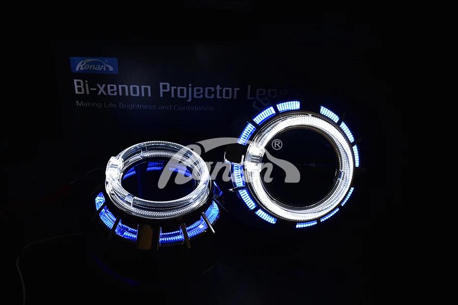 Ronan 2,5 дюймов двойной светодиодный квадратный ангельские глазки маски для линзы проектора bi xenon на фары автомобиля модификации