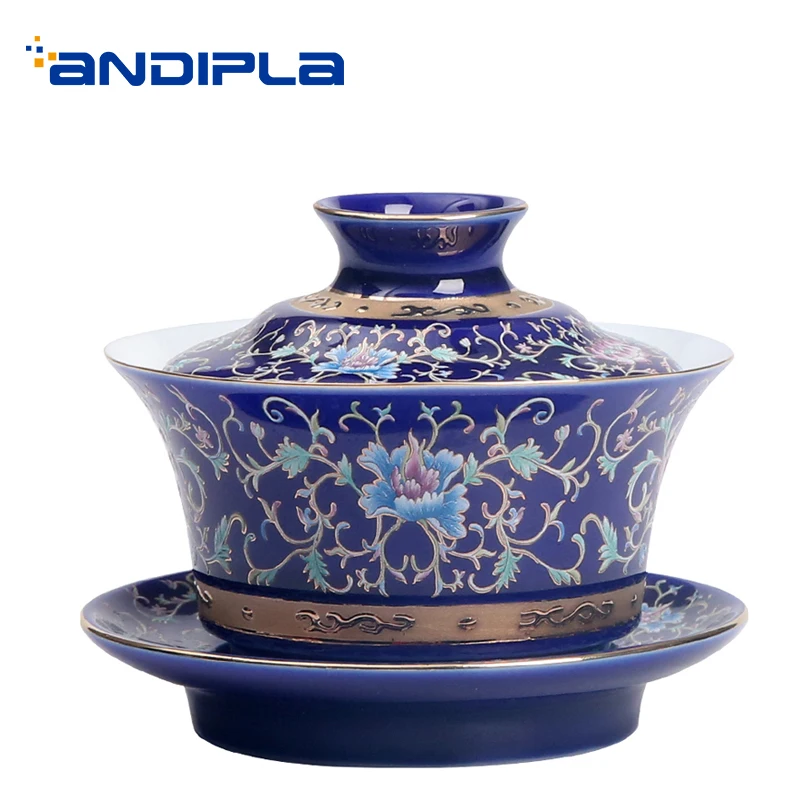 

150 мл Цзиндэчжэнь ручная роспись Золотой креативный Gaiwan керамический фарфоровый чайник с крышкой блюдце набор чайник ча-Хай для подарочной ...