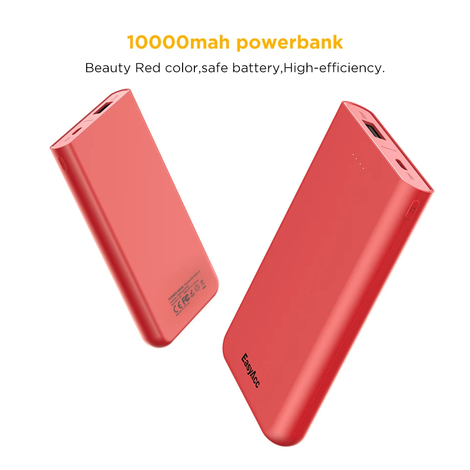 Внешний аккумулятор Easyacc 10000 мАч для Xiaomi Mi 5V/2A USB порт тонкий портативный - Фото №1