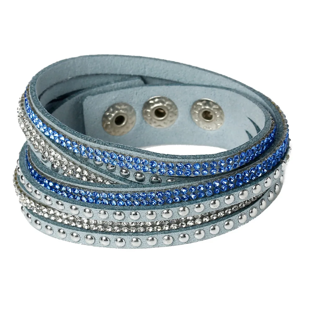 DoreenBeads модные ювелирные изделия замша бархат светлый голубой Прозрачный Стразы 39
