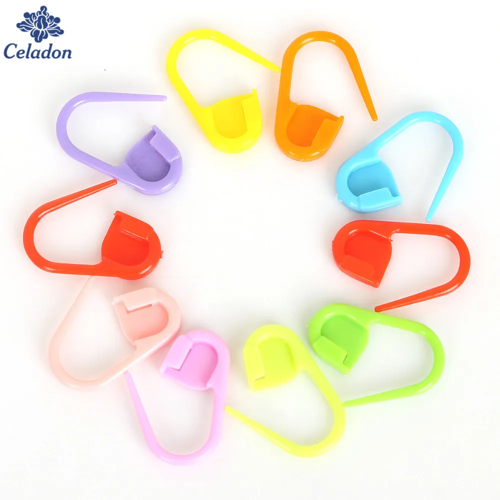 100 шт./лот Длина 22 мм случайные смешанные цвета пластиковые кольца для вязания