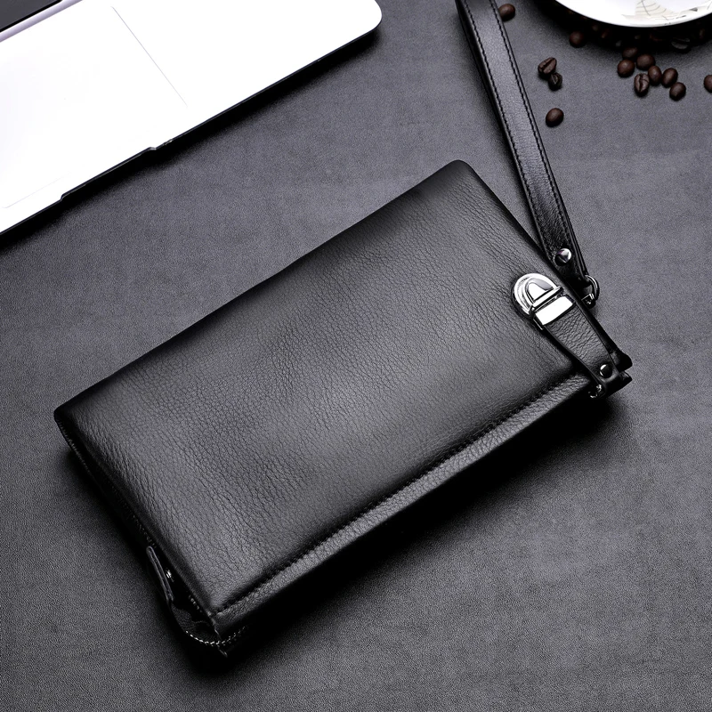 BAQI Brand Men Handbags Genuine Leather Cowhide Men Wallets Clutch Bag 2019 Fashion High Quality Ipad Bag Men Card Holder Casual