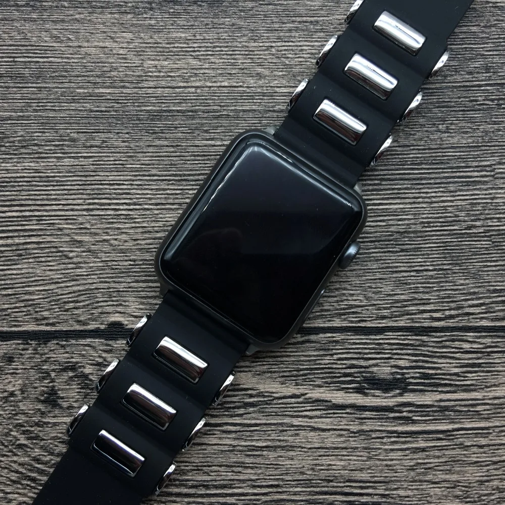 Силиконовые каучуковый ремешок для Apple Watch Series 4 резьба пряжки часы наручные серии