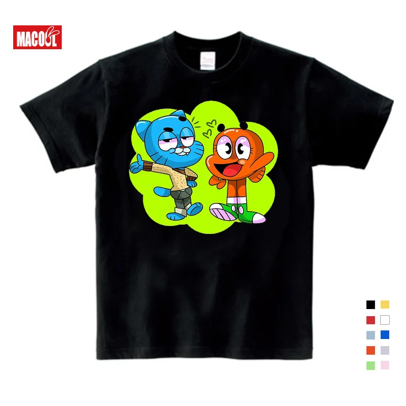 Футболка с надписью «The Amazing World of Gumball Darwin Good Bad Ugly» Новинка, крутые топы, футболка с короткими рукавами для мальчиков детская рубашка От 3 до 9 лет YUDIE - Цвет: T-shirt