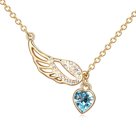 

New Arrival Gold Color Necklaces Pendants Angel Wings Collares Made With Swarovski Elements Crystal Gift For Christmas/Wedding