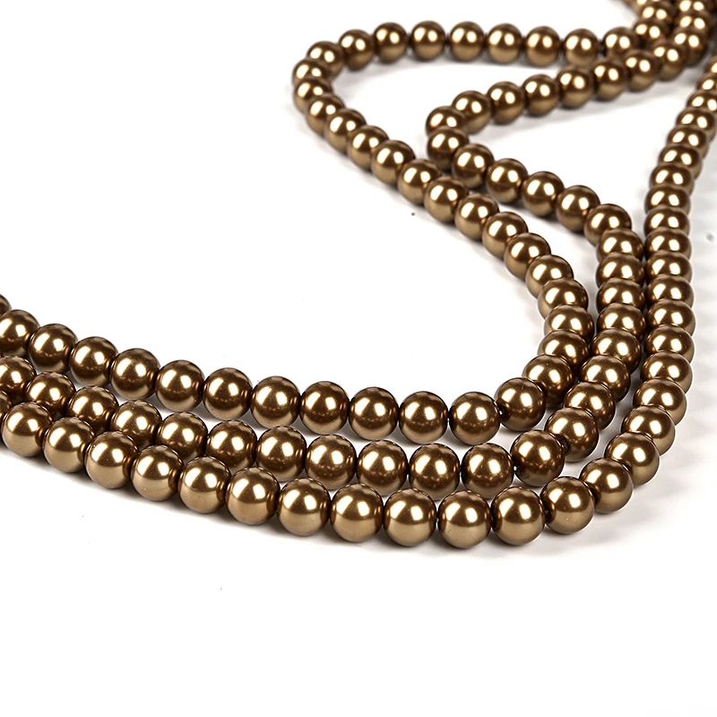 Классическое трехрядное бронзовое многослойное ожерелье из искусственного