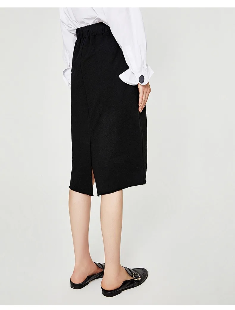 Toyouth New Autumnn Elastic High Waist Skirts Women Loose Midi Skirt H-Line Solid Ladies Skirt Causal Slim Plus Size Faldas Saia