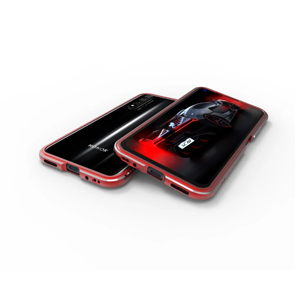 red with silver Чехол для huawei Honor 20, глянцевый алюминиевый бампер для телефона, чехол для huawei Honor 20, металлический каркас, защитный чехол s - Цвет: red with silver