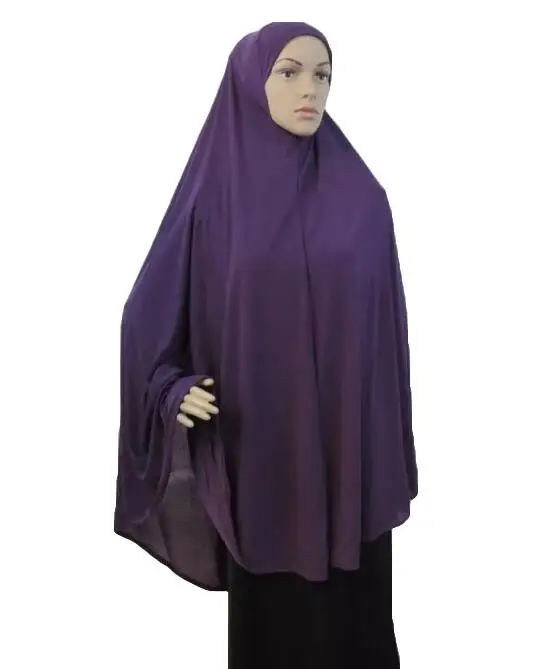 Purple Полное покрытие мусульманских женщин Молитвенное платье Niquab длинный шарф химар хиджаб ислам большая верхняя одежда джилбаб Рамадан арабский Ближний Восток - Цвет: Purple
