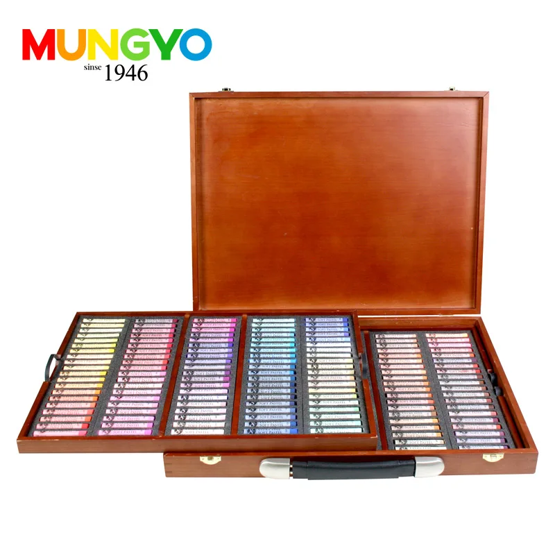 MUNGYO Stationery set soft pastel stick stick exquisite wooden box for children to learn professional 90color painting brush