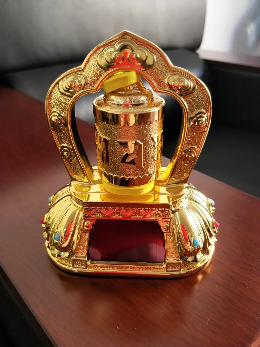 

2020 NEW # OFFICE SHOP CAR travel Bless Safe and good luck Talisman Protection- Solar energy Buddhist Scriptures prayer wheel