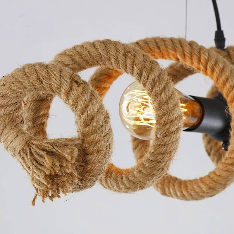 Goedkoop Retro Industrie Rop Hanger Lichten Versierd Verlichting Creatieve Kledingwinkel Cafe Restaurant Bar Ijzer Lamp Touw Hanger Lampen Za