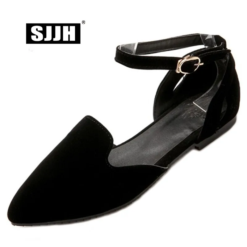 Женские босоножки на плоской подошве с острым носком большого