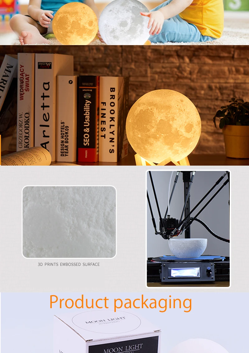 [LTOON] 3dprint луна лампа пульт дистанционного управления с перезарядкой 16 Цвет изменить сенсорный ночник лунный Луна детский ночник подарок на год