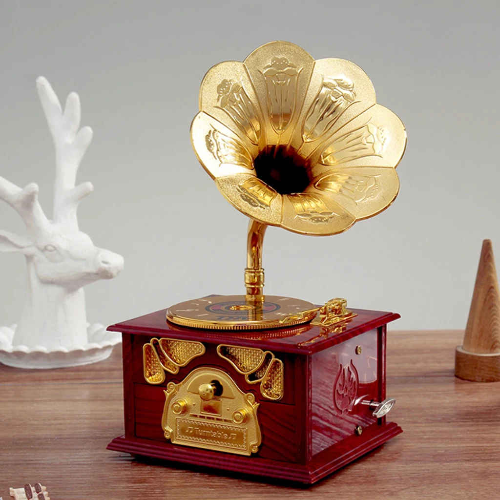 

Vintage Phonograph Music Box Classical Wind Up Toy Birthday Present
