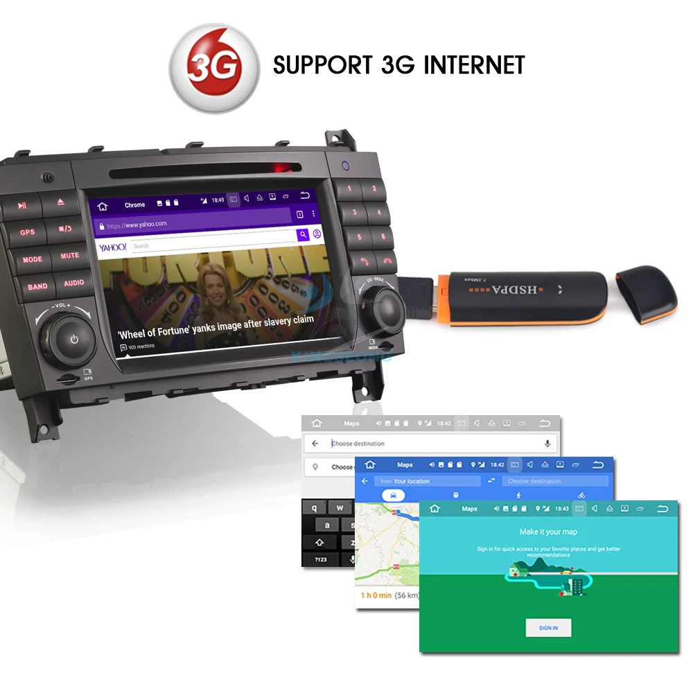 7 &quotAndroid 7.1.2 Авторадио автомобильный DVD CD плеер GPS навигация для Mercedes Benz c класс W203