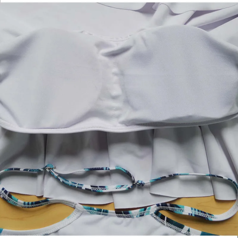 FS Высокая талия с открытыми плечами короткими рукавами Бикини Топ рюшами Винтаж