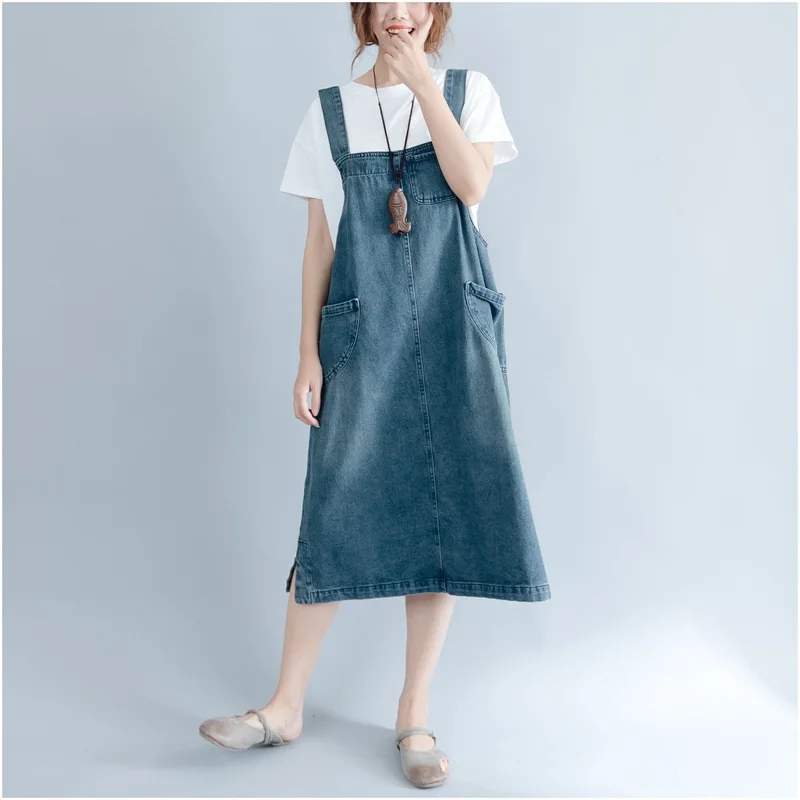Женское джинсовое платье сарафан Pinafore новинка 2018 уличная одежда без рукавов