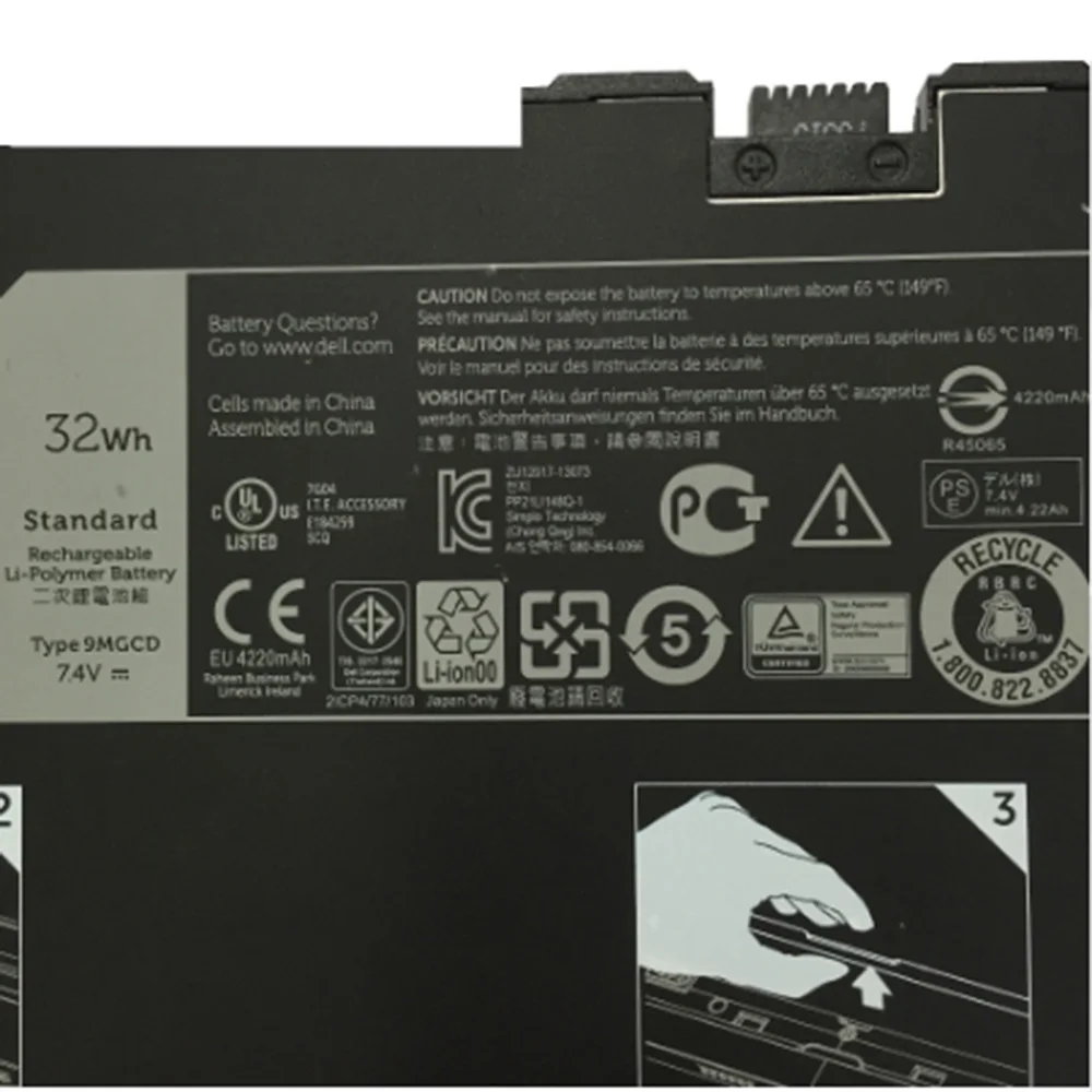 Оригинальный аккумулятор для ноутбука Dell Venue 11 Pro (7 4) 9mgcd XMFY3 5130-312 VYP88 1453 в 32 Вт/ч 9MGCD |