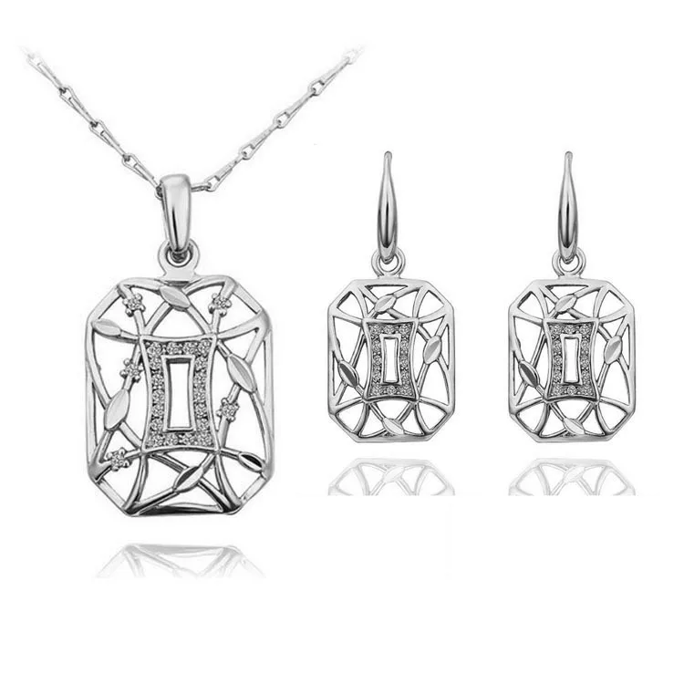2015 Women Jewelry Classic Pendant Necklace Earring Genuine Austrian Crystal Geometric Sets | Украшения и аксессуары