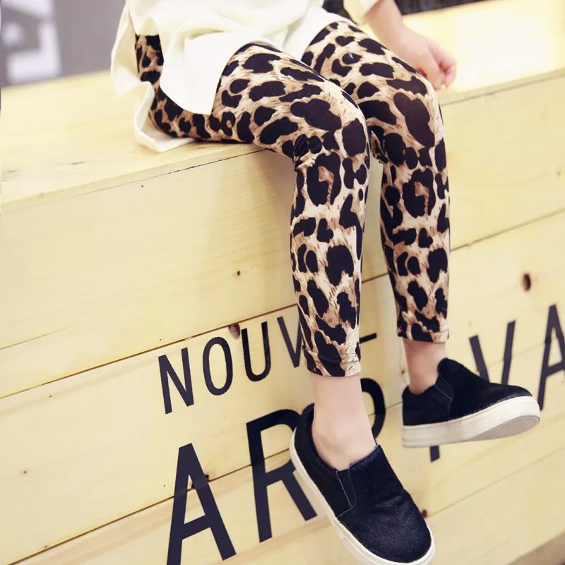 2017 Акция Лидер продаж Прямые брюки для маленьких девочек модные с леопардовым