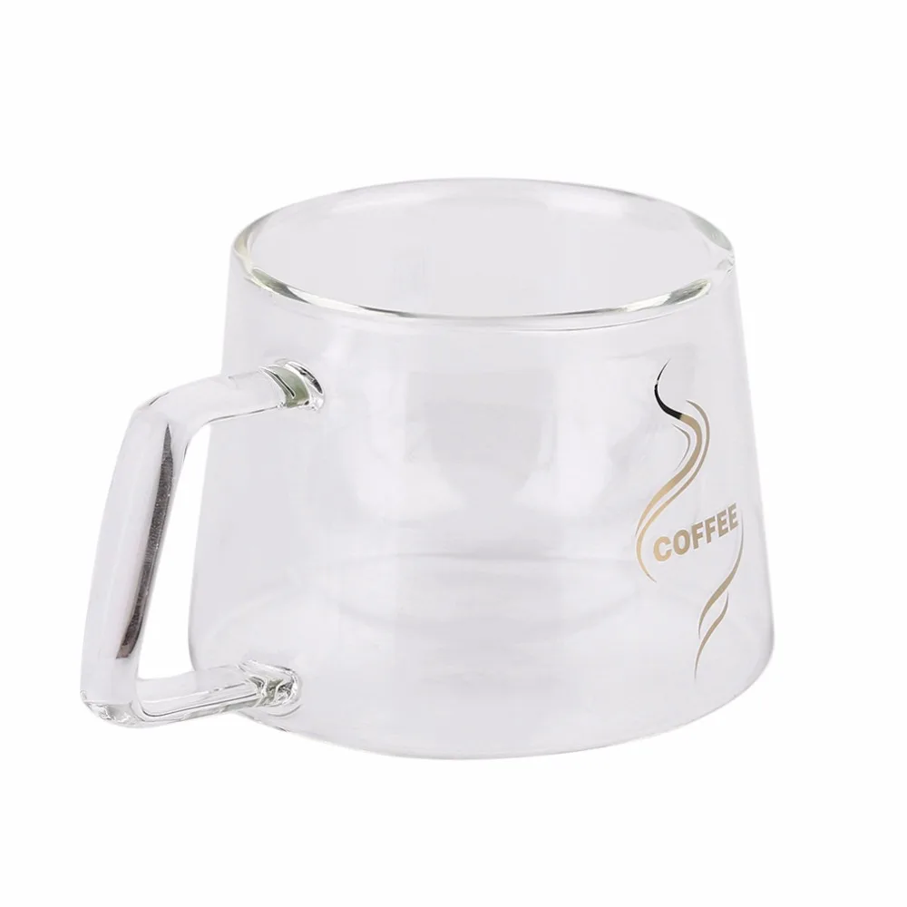 Double Layer Glass Coffee Mug Cup Borosilicate Water Bottle Chinese Tea Fashion Design Heat Resistant Handle 200ml | Дом и сад