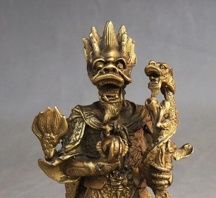 6 &quotнародное искусство Китая фэншуй латунная подставка дракон король властелин