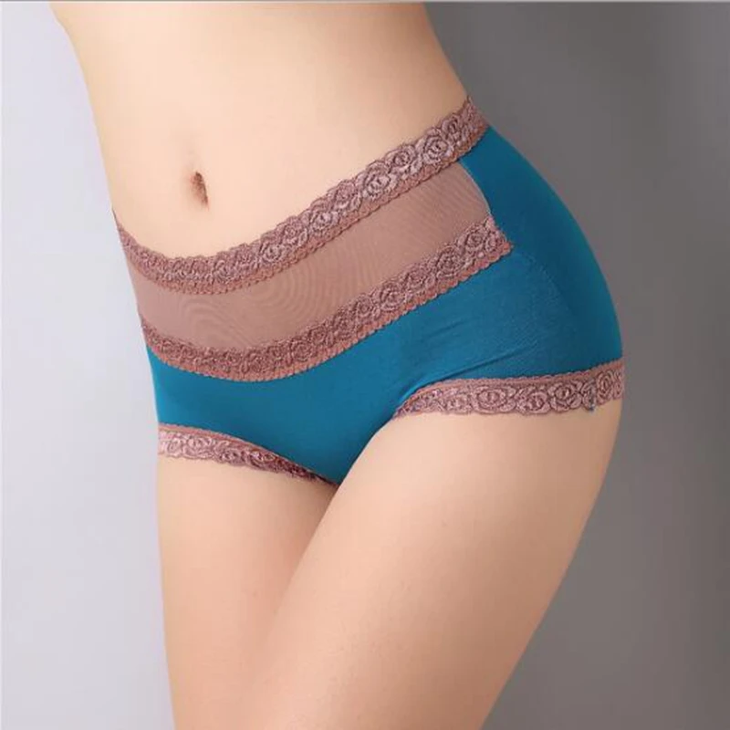 Хит продаж женские трусики из бамбукового волокна с высокой талией и принтом