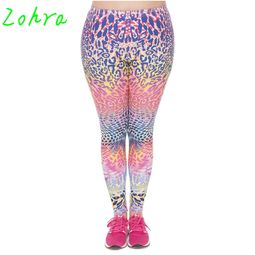 Zohra 2017 пухленькие леггинсы большого размера с леопардовым принтом высокой талией