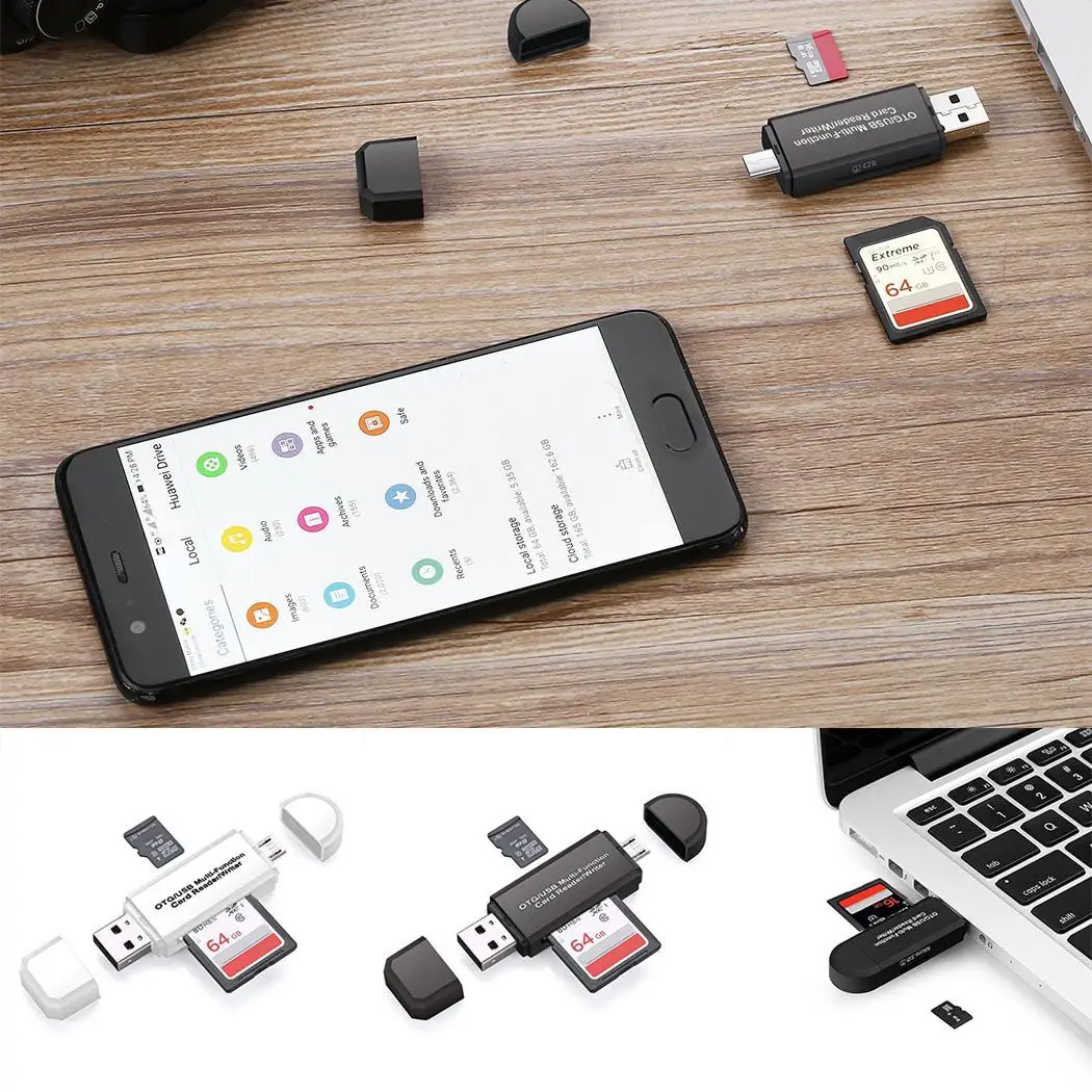 Портативный USB 2,0 High Speed кард-ридер для MicroSD, SD, tf-смартфона компьютера Windoes 8,7, Vista XP и т. д