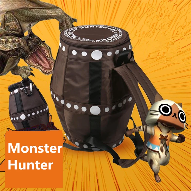Аниме игра Monster Hunter реквизит для косплея Ailu Cat Explosion Barrel рюкзак для подростков, студентов, нейлоновый рюкзак на молнии, новинка