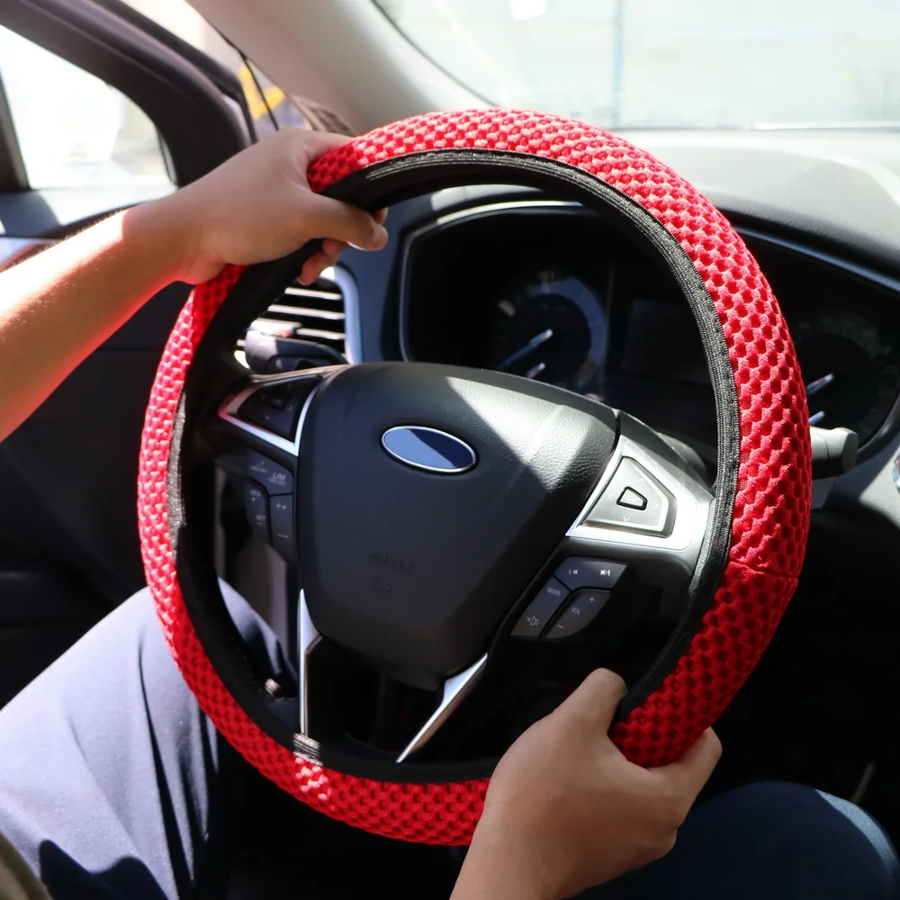 Новинка 2018 нескользящий прочный Чехол рулевого колеса автомобиля сэндвич ткань