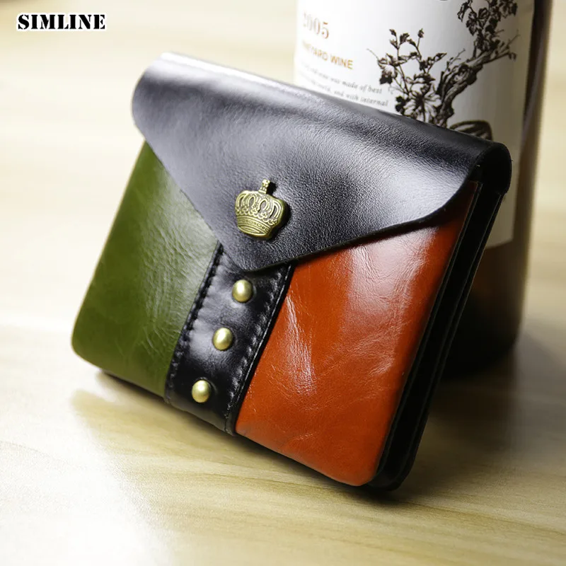 Кошелек SIMLINE из натуральной кожи для женщин и мужчин винтажный маленький