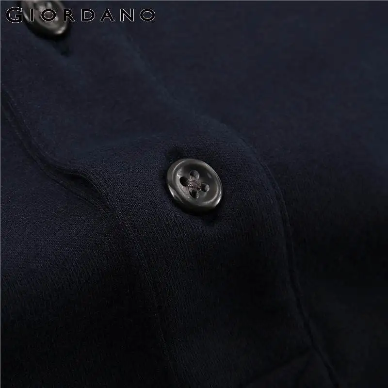 Giordano Мужская рубашка поло мужская однотонная тонкая с длинным рукавом пике
