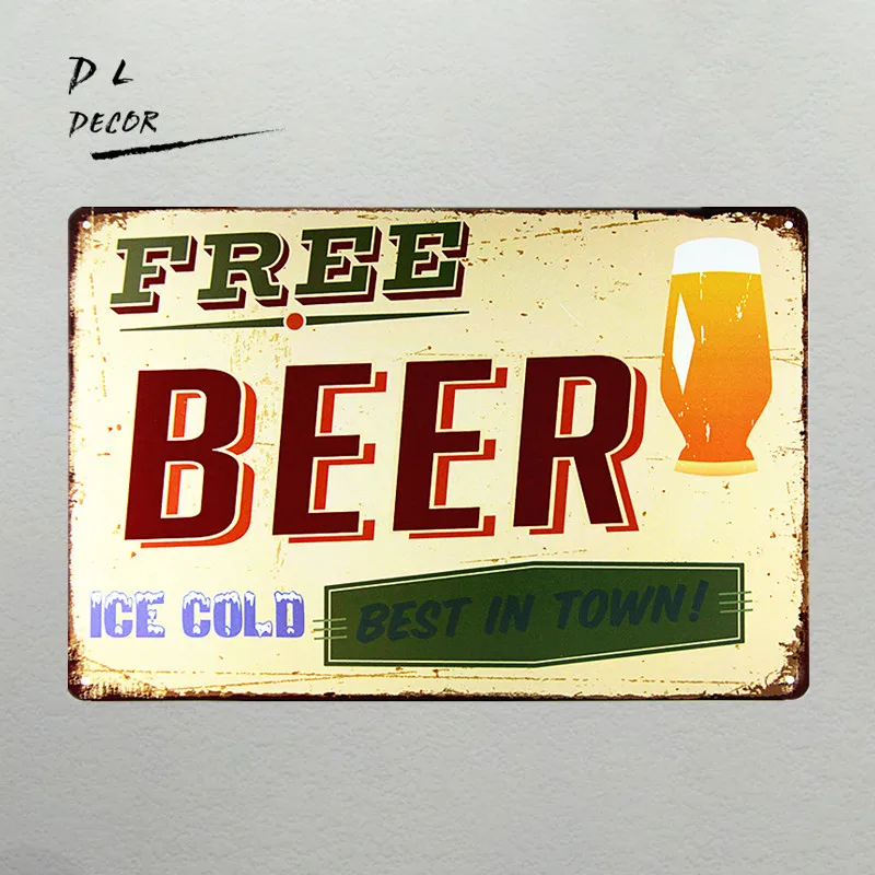 DL Free beer ICE Cold the best in town жестяные таблички Bar Garage Ретро металлический