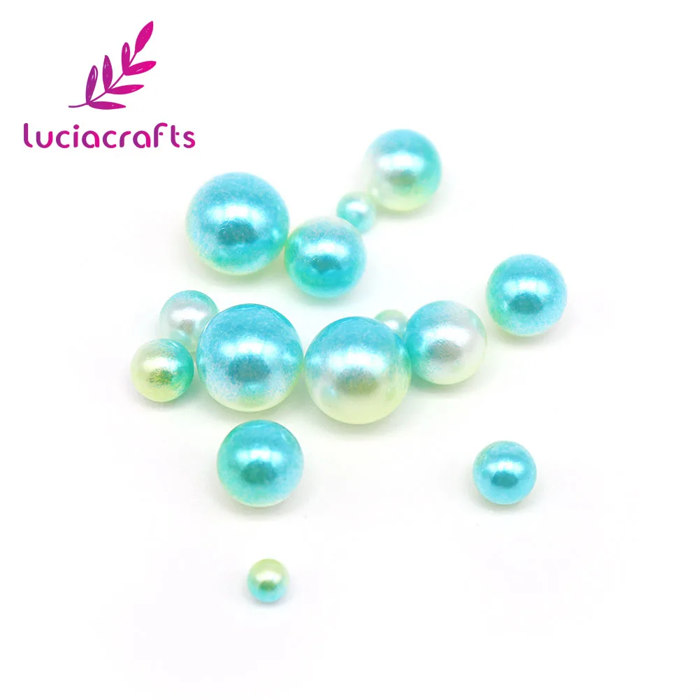 Lucia Crafts 4/6/8/10 мм смешаны в случайном порядке, нет отверстия имитация жемчуга Круглой Формы Свободные Бисер для одежды собственными руками Сделай Сам аксессуары 20 г/лот E0906 - Цвет: Lake green