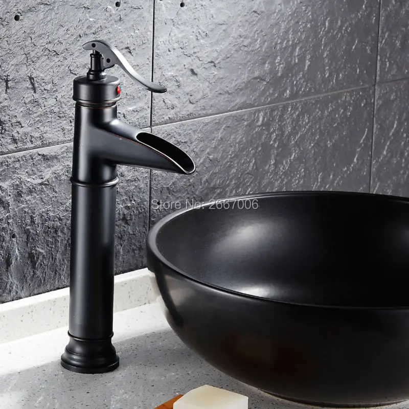 

Gizero Euro Style Countertop Basin Faucet Bathroom Waterfall Faucet Hot and Cold Mixer Copper Deck Mounted GI645