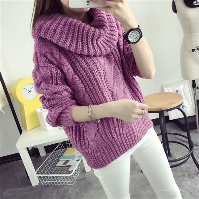 2017 Korean Autumn And Winter New Design Sweater Keep Warm Heap Lead Solid Color Flowers Knitting Pullover | Женская одежда