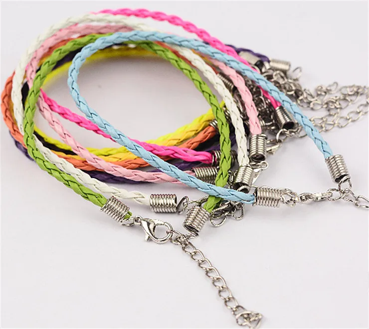 

20pcs/lot Mixed Colors Leather Braided Round Bracelet DIY Jewelry Accessories